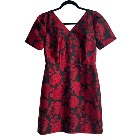 Talbots special occasion floral jacquard dress Size 2P black red NWT - Picture 3 of 14